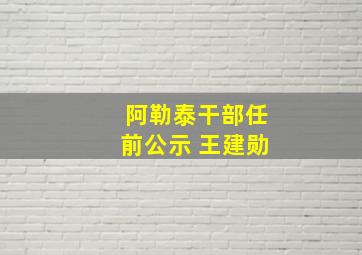 阿勒泰干部任前公示 王建勋